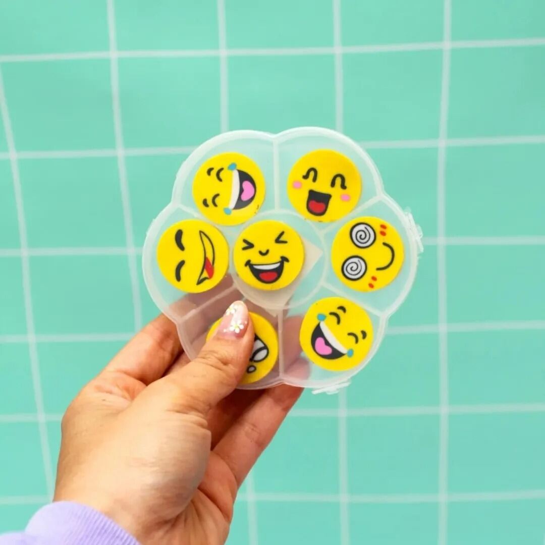 Picture of 7 Pcs Emoji Pencil Erasers – Fun Yellow Color Erasers for Children | Cute Stationery for School, Study, Art & Kids Gifts - The Asia Express-Yellow