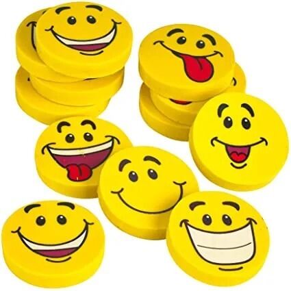 Picture of 7 Pcs Emoji Pencil Erasers – Fun Yellow Color Erasers for Children | Cute Stationery for School, Study, Art & Kids Gifts - The Asia Express-Yellow
