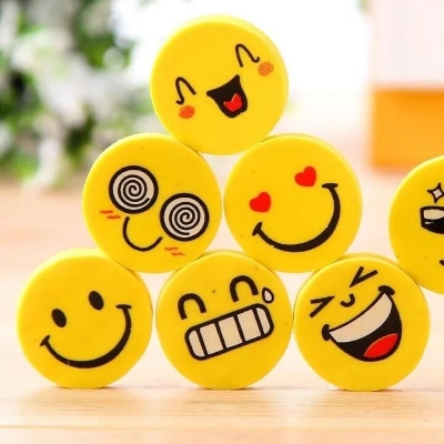 Picture of 7 Pcs Emoji Pencil Erasers – Fun Yellow Color Erasers for Children | Cute Stationery for School, Study, Art & Kids Gifts - The Asia Express-Yellow