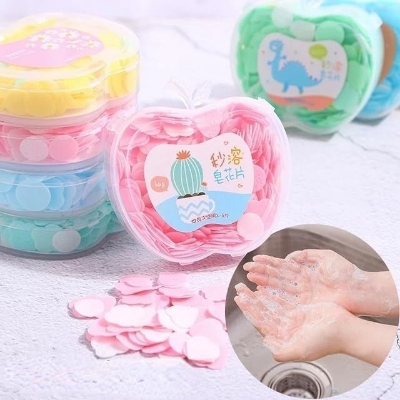 Picture of 1 PC Portable Travel Soft Paper Soap Sheets in Cute Apple Shape Box | Dissolvable Hand Wash Soap Paper for Kids & Adults | Travel Soap Tube for Kitchen, Toilet, Outdoor, Camping & Hiking - The Asia Express