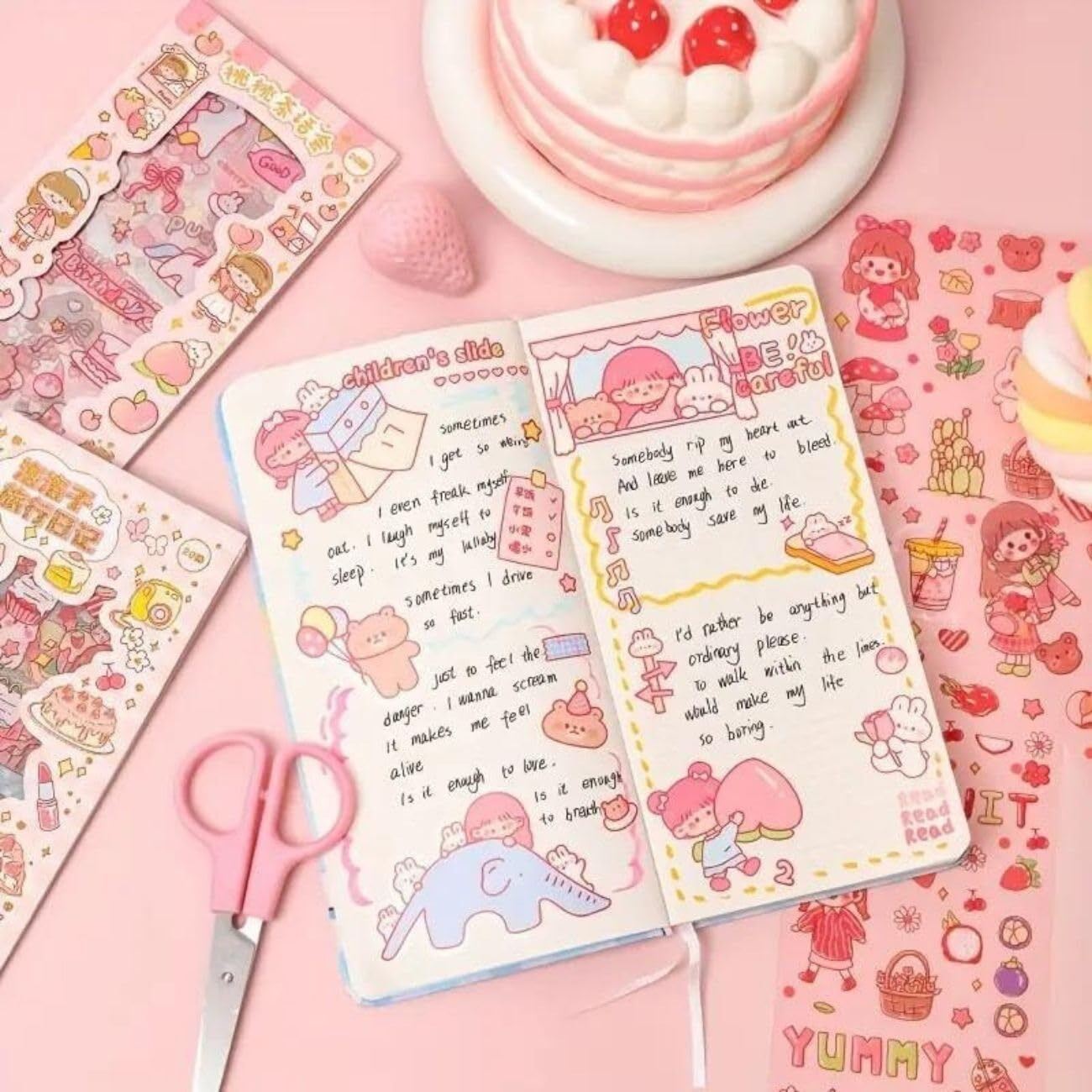Picture of Kawaii Cute Cartoon Sticker Set (100 PCS) – Waterproof Vinyl My Melody & Chiikawa Long Sticker Sheets for Girls, Kids & Teens | Laptop, Water Bottle, Bike & Luggage Decals - The Asia Express-Multicolor