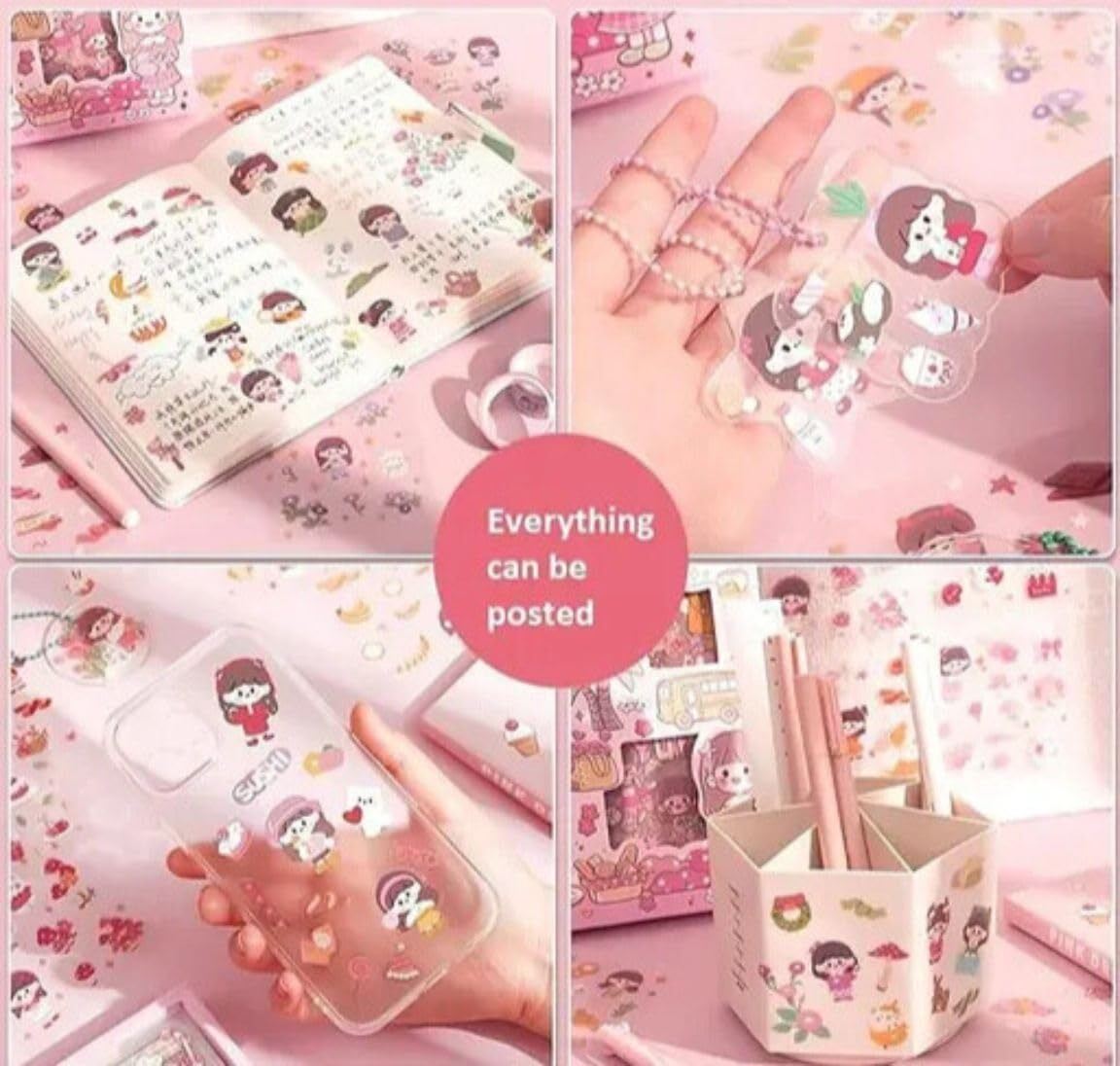 Picture of Kawaii Cute Cartoon Sticker Set (100 PCS) – Waterproof Vinyl My Melody & Chiikawa Long Sticker Sheets for Girls, Kids & Teens | Laptop, Water Bottle, Bike & Luggage Decals - The Asia Express-Multicolor