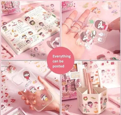 Picture of Kawaii Cute Cartoon Sticker Set (100 PCS) – Waterproof Vinyl My Melody & Chiikawa Long Sticker Sheets for Girls, Kids & Teens | Laptop, Water Bottle, Bike & Luggage Decals - The Asia Express-Multicolor