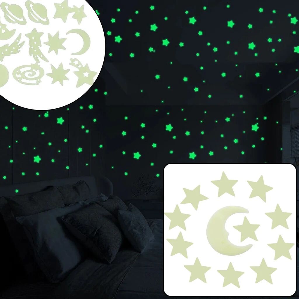 Picture of Petra Galaxy Glow-in-the-Dark Wall Stickers – Radiant Smiley Face, Moon, Sun & Stars | 3D Luminous Radium Fluorescent Wall Decals for Kids, Students Room & Dormitory Decor - The Asia Express
