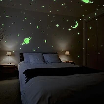 Picture of Petra Galaxy Glow-in-the-Dark Wall Stickers – Radiant Smiley Face, Moon, Sun & Stars | 3D Luminous Radium Fluorescent Wall Decals for Kids, Students Room & Dormitory Decor - The Asia Express