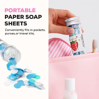 Picture of ShopVerse Portable Paper Soap Sheets (1PC) – Pocket-Friendly Disposable Hand Wash Soap in Mini Bottle | Scented, Skin-Friendly Travel Paper Soap for Office, Camping, Outdoor & Daily Use - The Asia Express