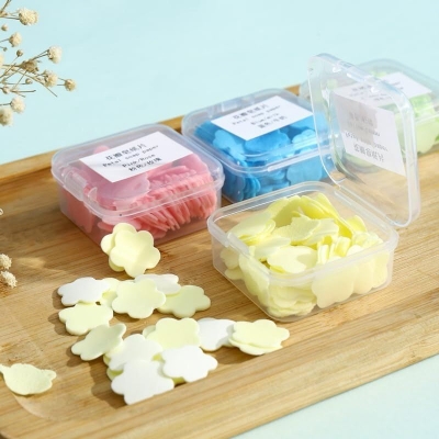 Picture of 1 PC Flower Design Square Shape Paper Soap Box| Dissolvable Hand Wash Soap Sheets for Kids & Adults | Travel Soap Tube for Kitchen, Toilet, Outdoor, Camping & Hiking - The Asia Express