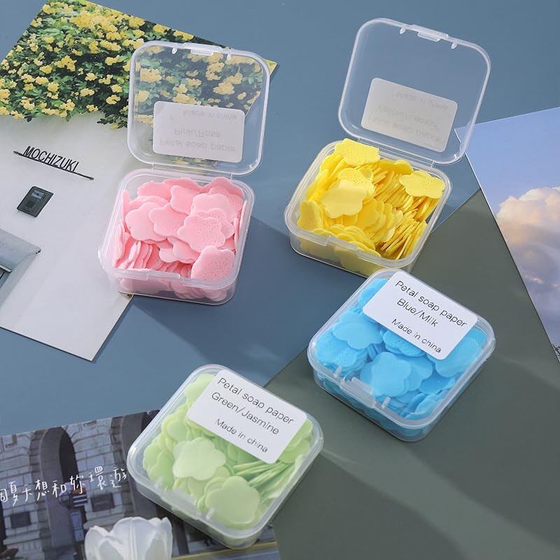 Picture of 1 PC Flower Design Square Shape Paper Soap Box| Dissolvable Hand Wash Soap Sheets for Kids & Adults | Travel Soap Tube for Kitchen, Toilet, Outdoor, Camping & Hiking - The Asia Express