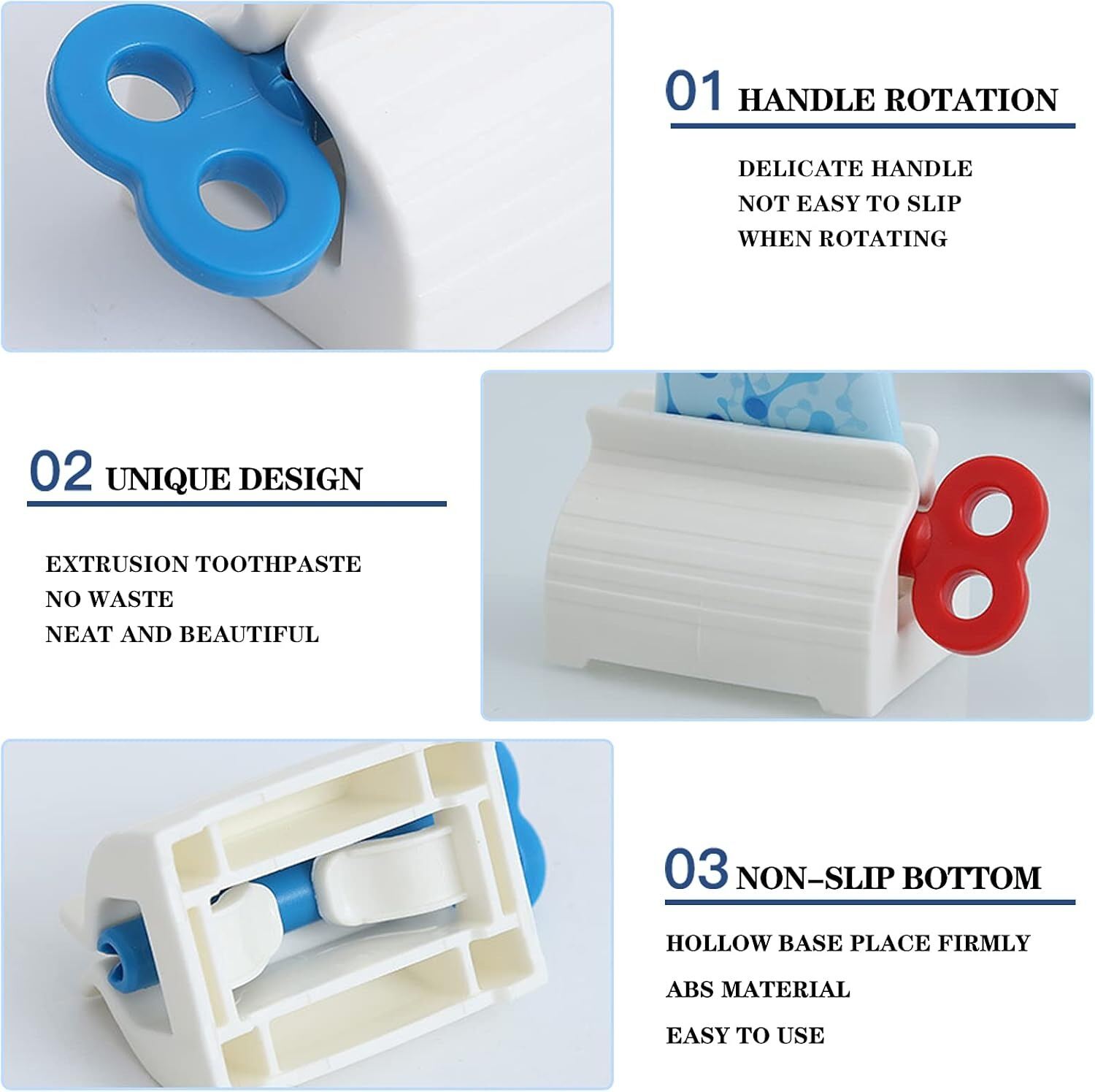Picture of 3 Pcs Manual Toothpaste Squeezer Rolling Tube Dispenser – Hand-Press Rotating Seat Holder Stand for Toothpaste, Facial Cleanser & Cream Tubes | Easy Press Bathroom Organizer - The Asia Express-3-Pcs