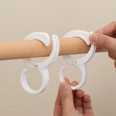 Picture of 2 Pcs Multi-Function Plastic S Hooks with Safety Lock & Adjustable Buckle | Heavy-Duty Anti-Drop Hanging Hooks for Car Seat, Wardrobe, Kitchen, Bathroom, Closet & Home Use - The Asia Express-White