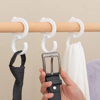 Picture of 2 Pcs Multi-Function Plastic S Hooks with Safety Lock & Adjustable Buckle | Heavy-Duty Anti-Drop Hanging Hooks for Car Seat, Wardrobe, Kitchen, Bathroom, Closet & Home Use - The Asia Express-White