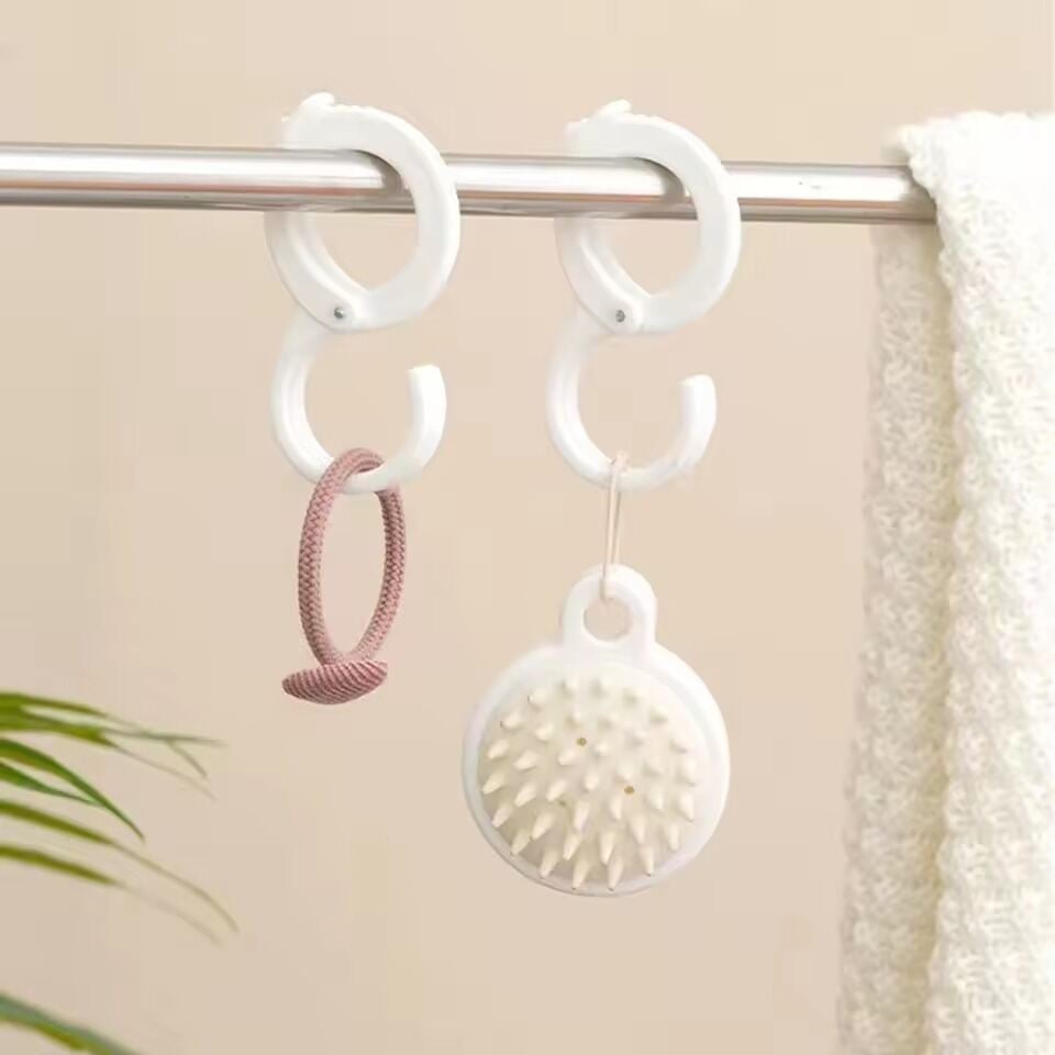 Picture of 2 Pcs Multi-Function Plastic S Hooks with Safety Lock & Adjustable Buckle | Heavy-Duty Anti-Drop Hanging Hooks for Car Seat, Wardrobe, Kitchen, Bathroom, Closet & Home Use - The Asia Express-White