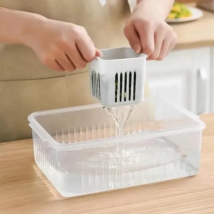 Picture of Refrigerator Storage Box 6 Grid Food Vegetable Fruit Storage Box Fridge Organizer -The Asia Express-White