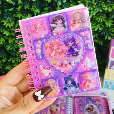 Picture of Princess Series Cute Notebook with Water-Based Stickers | Kids Cartoon Stationery Diary, Creative Study & Journaling Book for School, Gift & Art Use - The Asia Express-Multicolor
