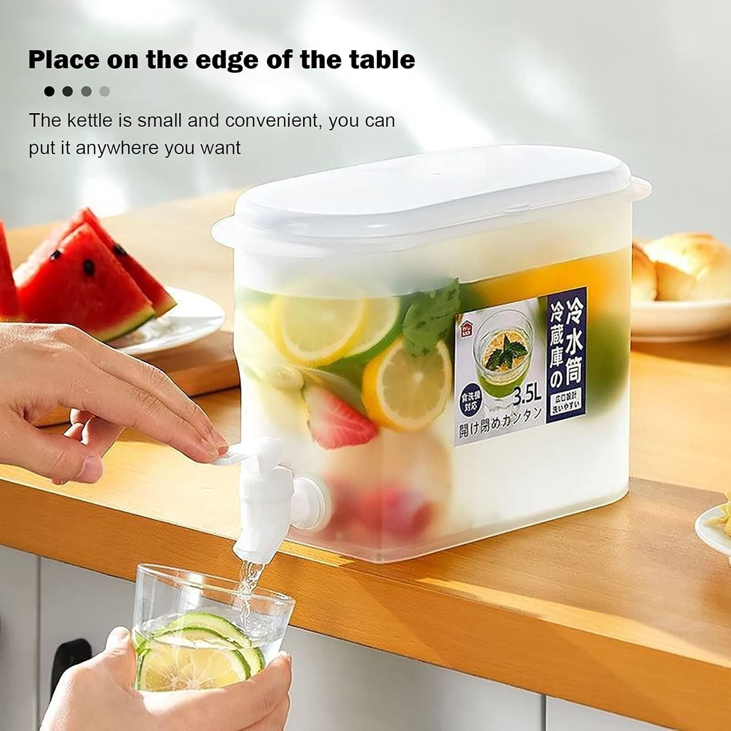 Picture of 3L Refrigerator Water Jug with Tap & Lid – Large Plastic Juice Dispenser for Lemonade, Ice Water, Iced Tea, Coffee & Fruit Drinks | Reusable Food-Grade Cold Beverage Storage Container (Easy Clean & Leak-Proof Design) - The Asia Express-White