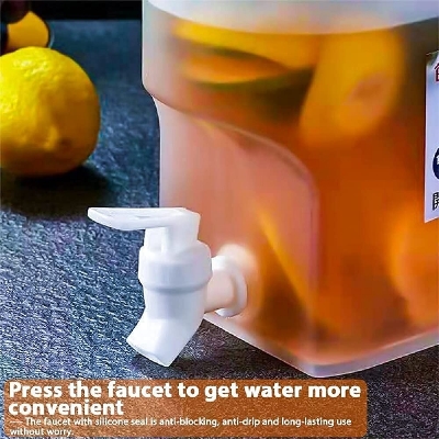 Picture of 3L Refrigerator Water Jug with Tap & Lid – Large Plastic Juice Dispenser for Lemonade, Ice Water, Iced Tea, Coffee & Fruit Drinks | Reusable Food-Grade Cold Beverage Storage Container (Easy Clean & Leak-Proof Design) - The Asia Express-White