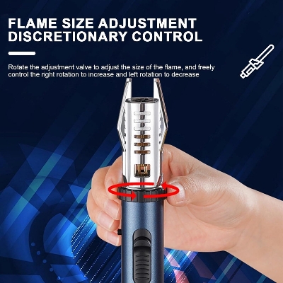 Picture of Portable Powerful Windproof Jet Flame Torch Lighter – Adjustable Flame with Safety Lock & Refillable Butane Long Pen Mini Torch Lighter for BBQ, Cigarette, Kitchen, Camping & Outdoor Use - The Asia Express-Multicolor