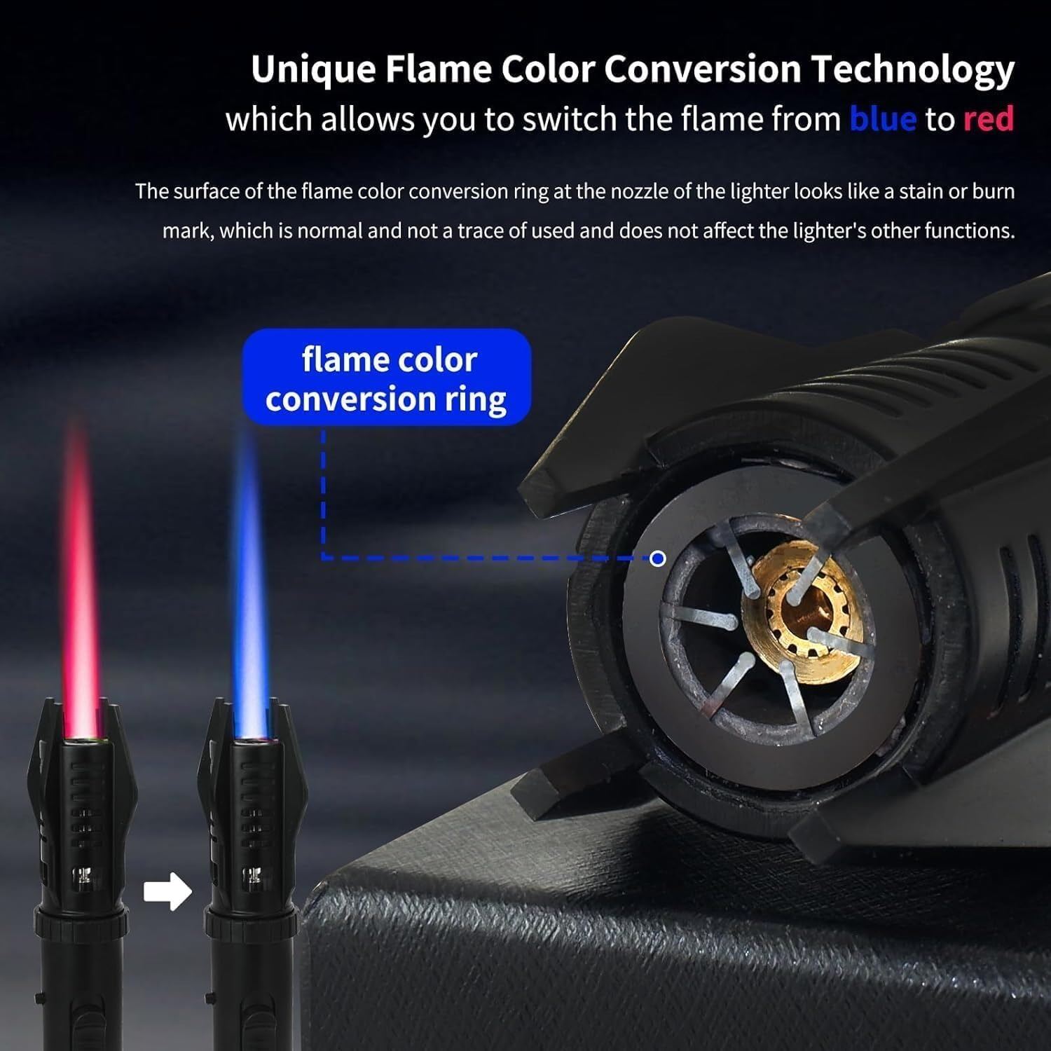 Picture of Portable Powerful Windproof Jet Flame Torch Lighter – Adjustable Flame with Safety Lock & Refillable Butane Long Pen Mini Torch Lighter for BBQ, Cigarette, Kitchen, Camping & Outdoor Use - The Asia Express-Multicolor