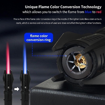 Picture of Portable Powerful Windproof Jet Flame Torch Lighter – Adjustable Flame with Safety Lock & Refillable Butane Long Pen Mini Torch Lighter for BBQ, Cigarette, Kitchen, Camping & Outdoor Use - The Asia Express-Multicolor