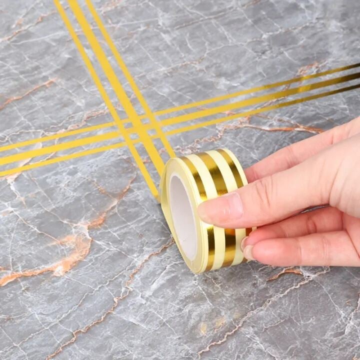 Picture of 3 Roll Golden Self Adhesive Tile Gap Sealing Tape – Waterproof Decorative Wall & Floor Strip for Seam Cover, Cabinet, Furniture & Home Decor (2.5cm x 5m) - The Asia Express-3-Roll