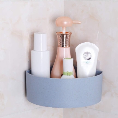 Picture of Triangle Corner Shelf Bathroom Shower Caddy – Self Adhesive Wall Mounted Storage Rack, Plastic Organizer Basket for Bathroom & Kitchen Corner Use - The Asia Express-Multicolor
