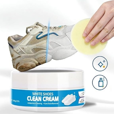 Picture of Waterless Sneaker Cleaning Cream – No Rinse Long-Lasting Shoe Cleaner with Sponge Applicator | White Shoe Cleaner for Sneakers, Canvas, Rubber Sole & Sports Shoes | Multi-Function Stain Remover Paste for Indoor & Outdoor Use - The Asia Express-White