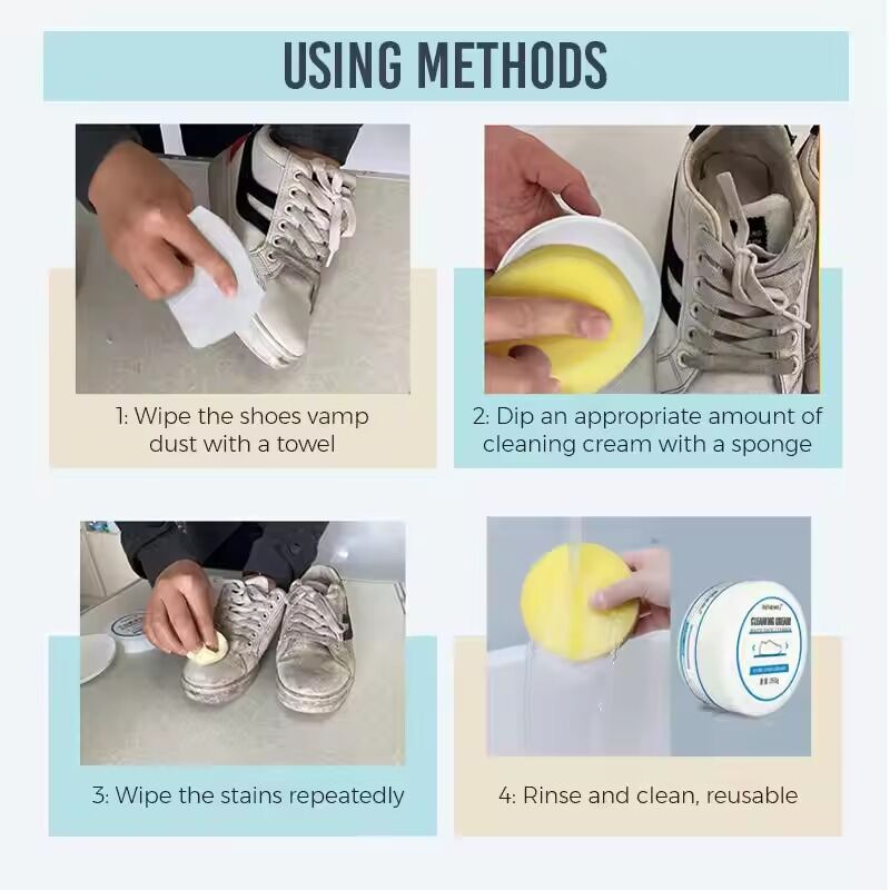 Picture of Waterless Sneaker Cleaning Cream – No Rinse Long-Lasting Shoe Cleaner with Sponge Applicator | White Shoe Cleaner for Sneakers, Canvas, Rubber Sole & Sports Shoes | Multi-Function Stain Remover Paste for Indoor & Outdoor Use - The Asia Express-White