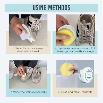 Picture of Waterless Sneaker Cleaning Cream – No Rinse Long-Lasting Shoe Cleaner with Sponge Applicator | White Shoe Cleaner for Sneakers, Canvas, Rubber Sole & Sports Shoes | Multi-Function Stain Remover Paste for Indoor & Outdoor Use - The Asia Express-White