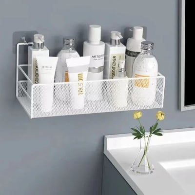 Picture of Metal Bathroom Wall Mounted Storage Rack – Shower Caddy Organizer Shelf with Soap Holder Basket for Shampoo, Toilet & Washroom Accessories - The Asia Express-Multicolor
