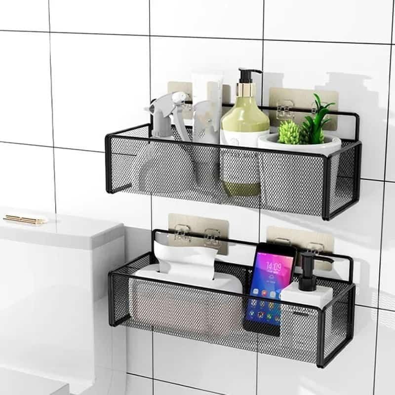 Picture of Metal Bathroom Wall Mounted Storage Rack – Shower Caddy Organizer Shelf with Soap Holder Basket for Shampoo, Toilet & Washroom Accessories - The Asia Express-Multicolor