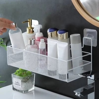 Picture of Metal Bathroom Wall Mounted Storage Rack – Shower Caddy Organizer Shelf with Soap Holder Basket for Shampoo, Toilet & Washroom Accessories - The Asia Express-Multicolor