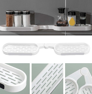 Picture of Wall Mounted Revolving Bathroom Shelf – Punch-Free Self-Adhesive Corner Storage Rack, Hard Plastic Shower & Kitchen Organizer (No Drilling Required) - The Asia Express-Multicolor