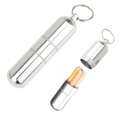 Picture of 4-Layer Capsule Type Aluminum Alloy Storage Case – Waterproof Airtight Travel Container with Keychain for Tobacco, Pills, Herbs & Small Items - The Asia Express-Silver