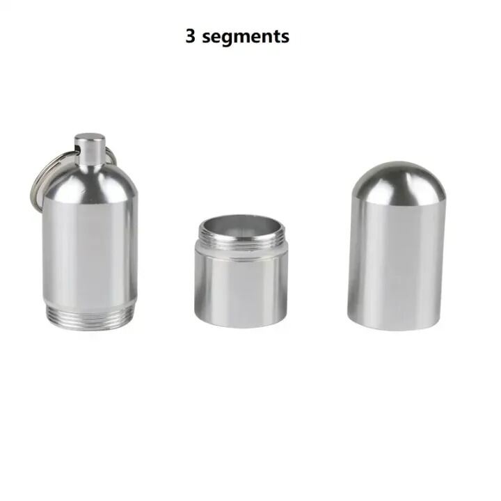 Picture of 4-Layer Capsule Type Aluminum Alloy Storage Case – Waterproof Airtight Travel Container with Keychain for Tobacco, Pills, Herbs & Small Items - The Asia Express-Silver