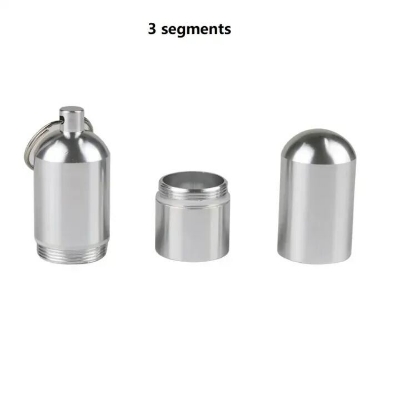 Picture of 4-Layer Capsule Type Aluminum Alloy Storage Case – Waterproof Airtight Travel Container with Keychain for Tobacco, Pills, Herbs & Small Items - The Asia Express-Silver