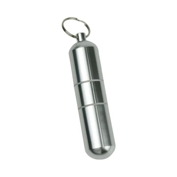 Picture of 4-Layer Capsule Type Aluminum Alloy Storage Case – Waterproof Airtight Travel Container with Keychain for Tobacco, Pills, Herbs & Small Items - The Asia Express-Silver
