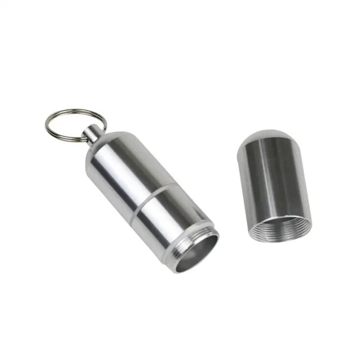 Picture of 4-Layer Capsule Type Aluminum Alloy Storage Case – Waterproof Airtight Travel Container with Keychain for Tobacco, Pills, Herbs & Small Items - The Asia Express-Silver