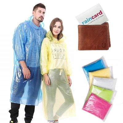 Picture of Unisex Waterproof Rain Poncho Rain Card – Lightweight Portable Emergency Raincoat with Drawstring Hood & Pocket Size Design for Travel, Camping, Biking & Hiking - The Asia Express-Multicolor 150CM