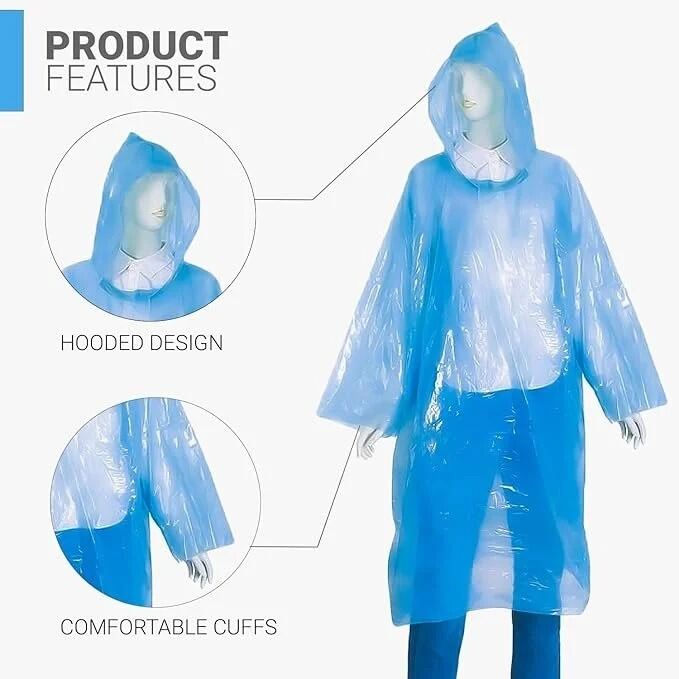 Picture of Unisex Waterproof Rain Poncho Rain Card – Lightweight Portable Emergency Raincoat with Drawstring Hood & Pocket Size Design for Travel, Camping, Biking & Hiking - The Asia Express-Multicolor 150CM