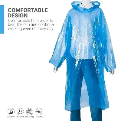 Picture of Unisex Waterproof Rain Poncho Rain Card – Lightweight Portable Emergency Raincoat with Drawstring Hood & Pocket Size Design for Travel, Camping, Biking & Hiking - The Asia Express-Multicolor 150CM