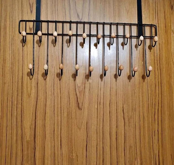 Picture of Magic Door Hanger with 19 Hooks – 2 Step Space Saver Over-the-Door Steel Organizer for Clothes, Coats, Pants & Kitchen Items - The Asia Express-Black
