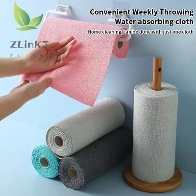 Picture of Reusable Microfiber Cleaning Cloth Roll – 20 Sheets Kitchen Dish Wipe Towel, Greaseproof Quick-Dry Hand-Tear Washable Household Cleaning Rag - The Asia Express-Multicolor