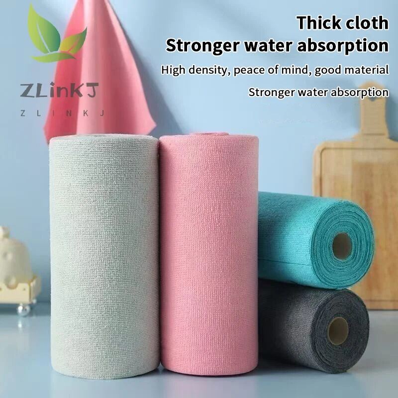 Picture of Reusable Microfiber Cleaning Cloth Roll – 20 Sheets Kitchen Dish Wipe Towel, Greaseproof Quick-Dry Hand-Tear Washable Household Cleaning Rag - The Asia Express-Multicolor