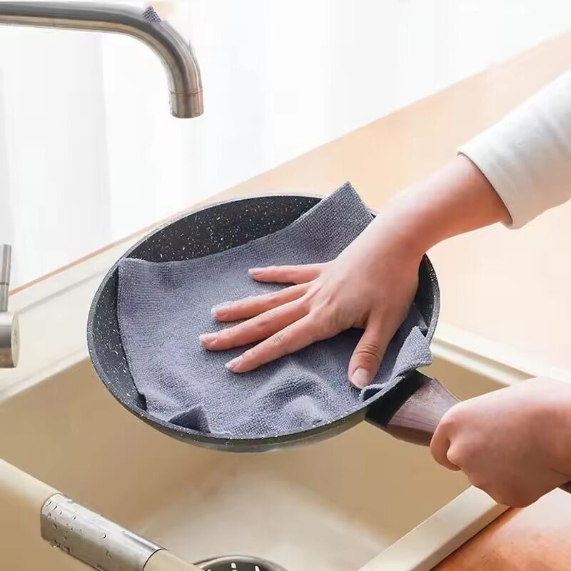 Picture of Reusable Microfiber Cleaning Cloth Roll – 20 Sheets Kitchen Dish Wipe Towel, Greaseproof Quick-Dry Hand-Tear Washable Household Cleaning Rag - The Asia Express-Multicolor