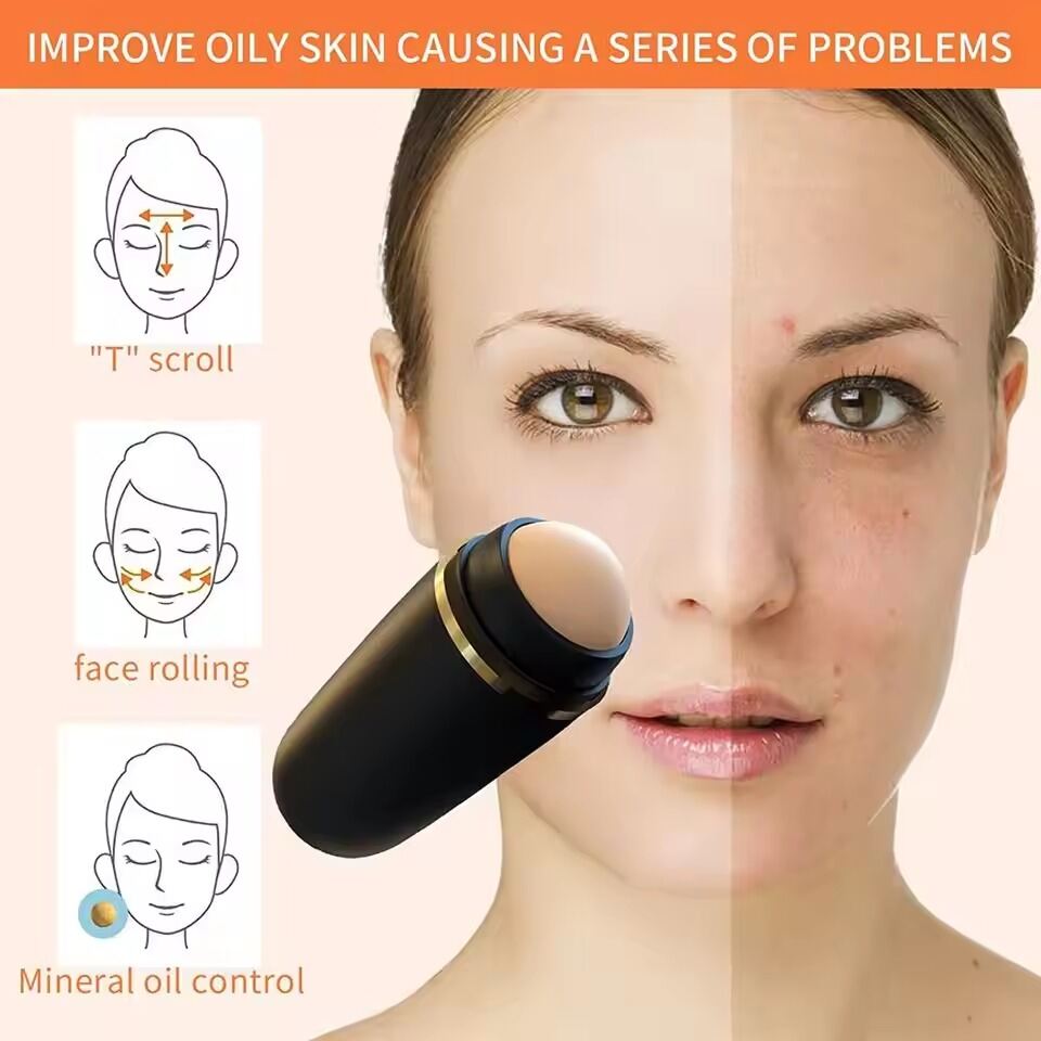 Picture of Face Oil Absorbing Roller Stick – Natural Volcanic Stone Oil Control Ball | Reusable Washable Facial Oil Remover Tool for Oily Skin, Instant Shine Removal, Makeup Care & Pore Cleaning - The Asia Express