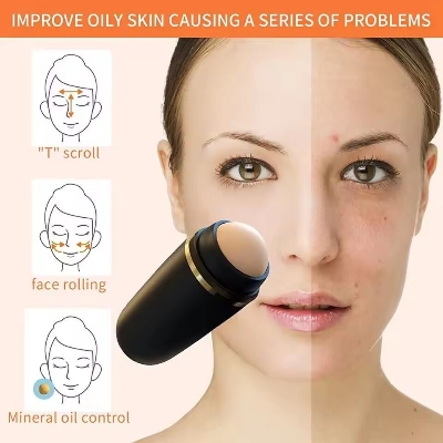 Picture of Face Oil Absorbing Roller Stick – Natural Volcanic Stone Oil Control Ball | Reusable Washable Facial Oil Remover Tool for Oily Skin, Instant Shine Removal, Makeup Care & Pore Cleaning - The Asia Express