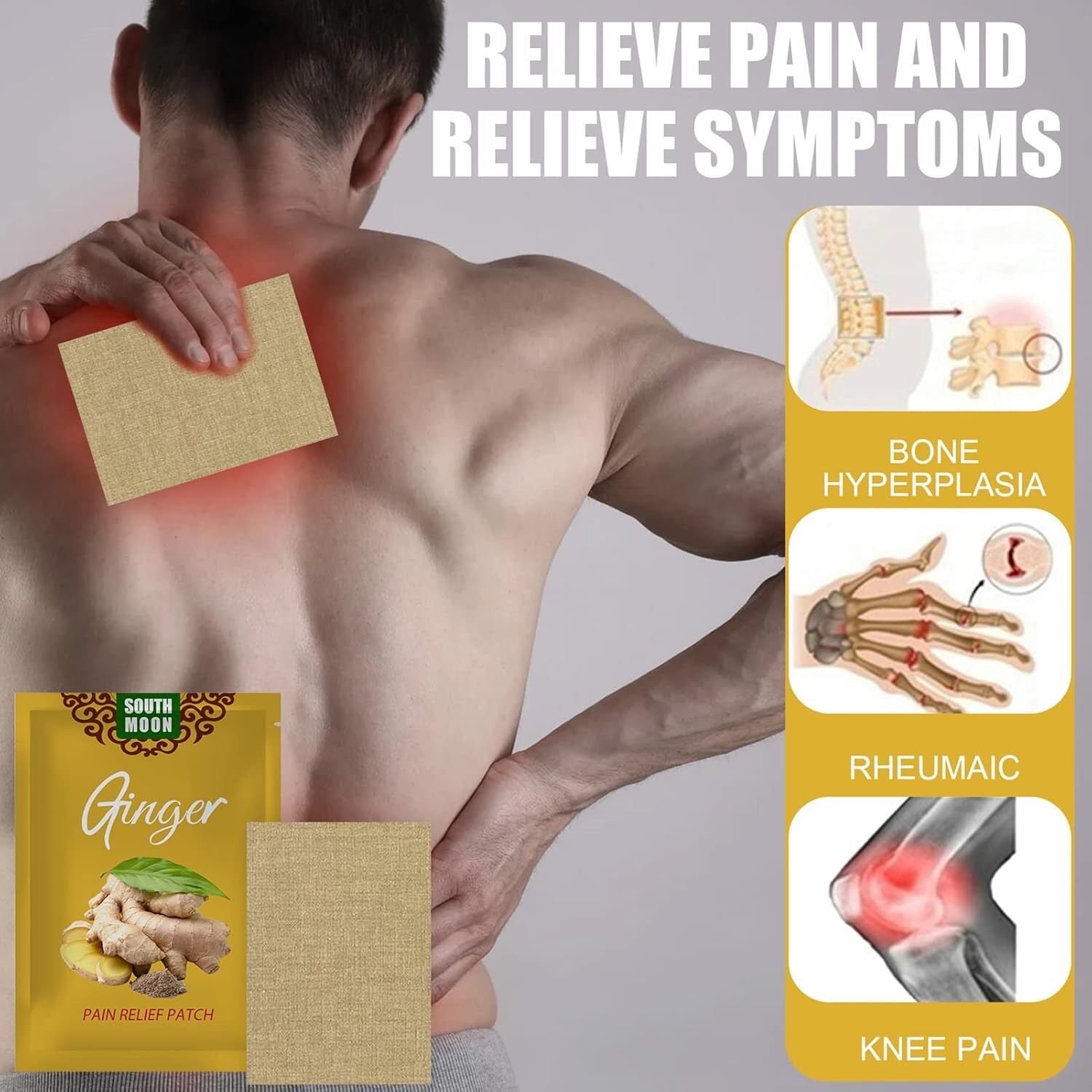 Picture of 5PCS Herbal Ginger Patch – Self-Heating Warming Pain Relief Pads for Neck, Knee & Joints | Lymphatic Detox, Blood Circulation Support, Body Relaxation & Sleep Care - The Asia Express-5-Pcs