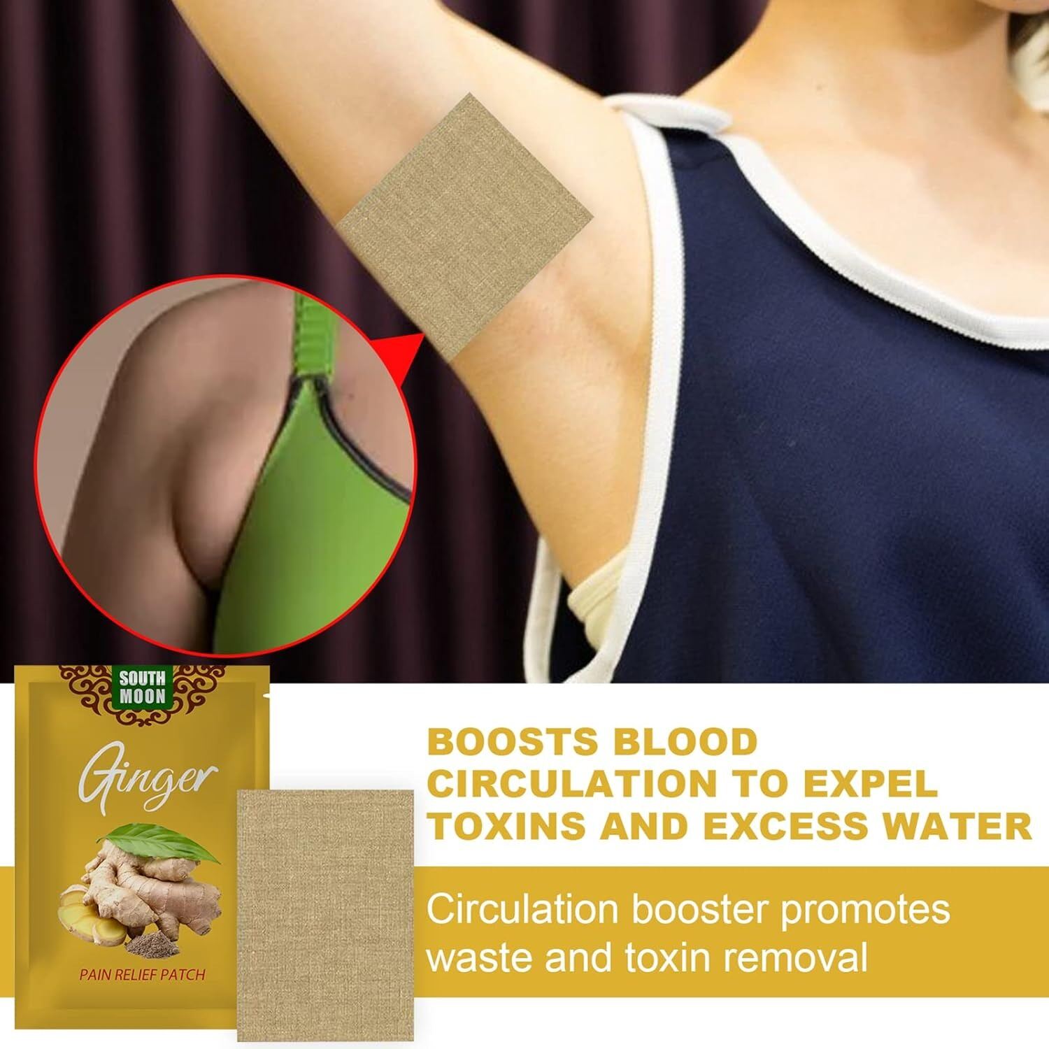 Picture of 5PCS Herbal Ginger Patch – Self-Heating Warming Pain Relief Pads for Neck, Knee & Joints | Lymphatic Detox, Blood Circulation Support, Body Relaxation & Sleep Care - The Asia Express-5-Pcs