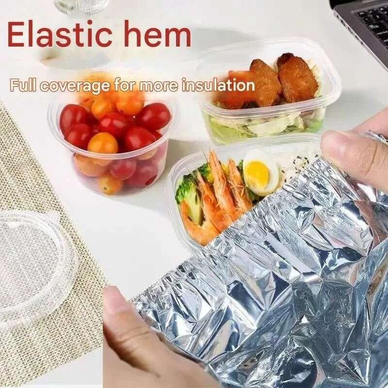 Picture of 10 PCS Reusable Aluminum Foil Food Covers – Elastic Fresh Keeping Bowl Covers, Food Grade Heat Preservation Covers for Bowls, Plates & Food Containers, Microwave Safe, Kitchen, Refrigerator, Takeaway & Picnic Use - The Asia Express-Silver
