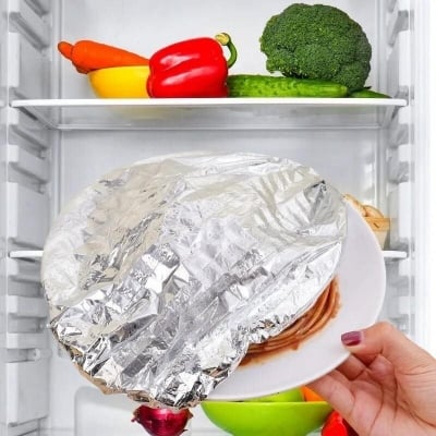Picture of 10 PCS Reusable Aluminum Foil Food Covers – Elastic Fresh Keeping Bowl Covers, Food Grade Heat Preservation Covers for Bowls, Plates & Food Containers, Microwave Safe, Kitchen, Refrigerator, Takeaway & Picnic Use - The Asia Express-Silver